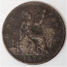 GREAT BRITAIN UK 1879 . ONE 1 PENNY . VARIETY . DOUBLE INCUSE INLINES